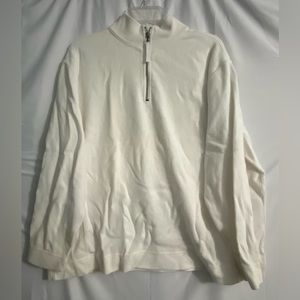 Eddie Bauer 1/4 zip, 100% cotton, white sweater